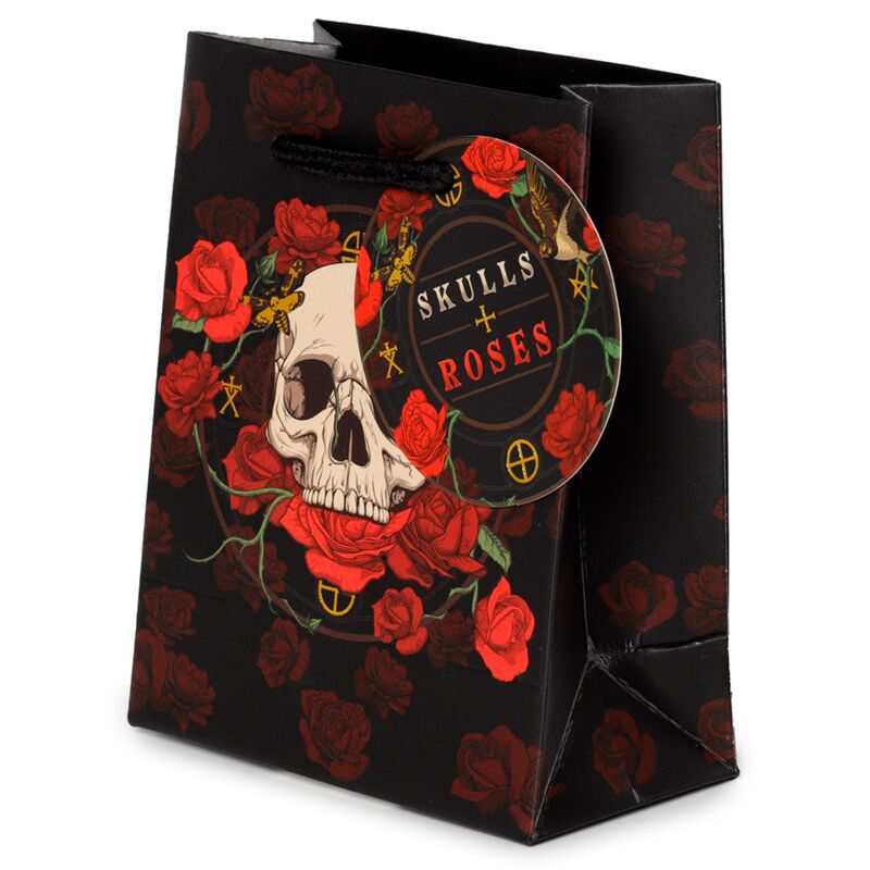Afbeelding laden in galerijviewer, Schedel en rozen rode rozen - cadeautasje small
