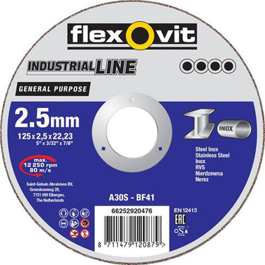 Flexovit dss industrial 180x2.5x22.23 a30s t41 st rvs | 25 stuks