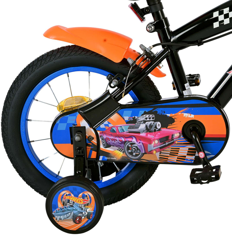 Afbeelding laden in galerijviewer, Hot wheels kinderfiets - jongens - 14 inch - zwart - twee handremmen

