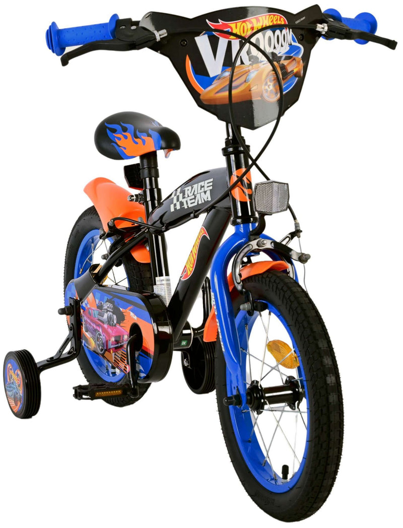Afbeelding laden in galerijviewer, Hot wheels kinderfiets - jongens - 14 inch - zwart - twee handremmen
