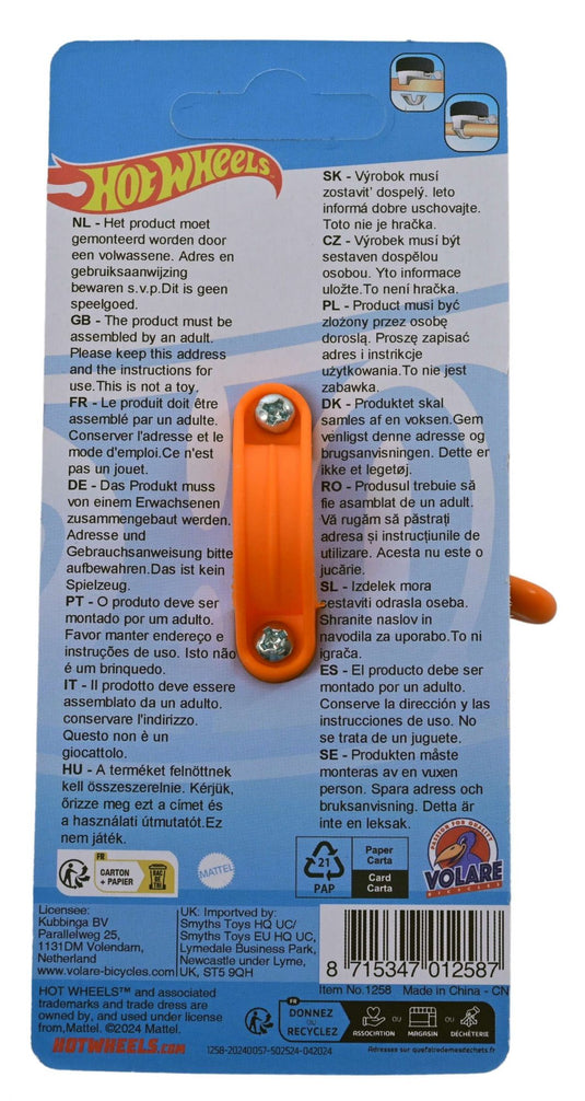 Volare hot wheels fietsbel - jongens - oranje - zwart