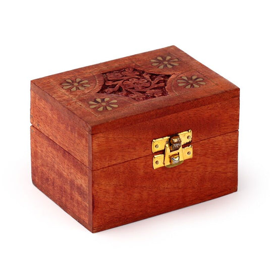 Mango hout etherische olie doos (voor 6 flesjes - design 2)