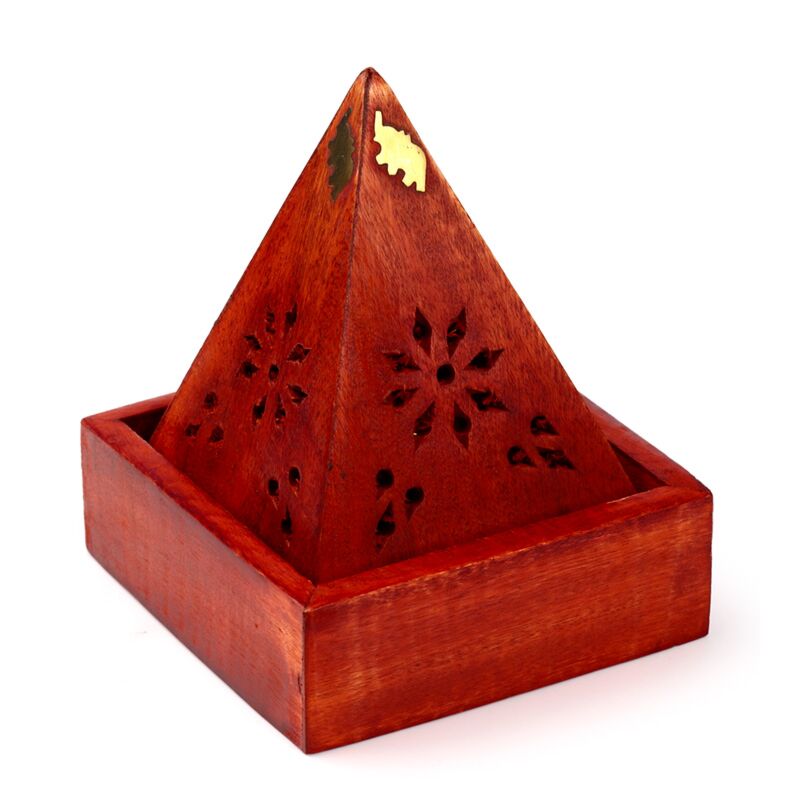 Afbeelding laden in galerijviewer, Mango hout piramide wierookhouder kegels olifant
