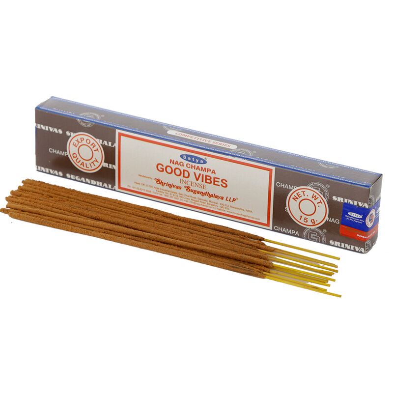 Afbeelding laden in galerijviewer, 01355 goede vibraties - satya nag champa wierook stokjes
