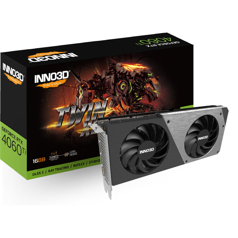 Afbeelding laden in galerijviewer, Inno3d inno3d n406t2-16d6-178055n geforce rtx 4060 ti twin x2, 16gb gddr6, 128-bit, 2535, 18gbps, 3xdp+hdmi
