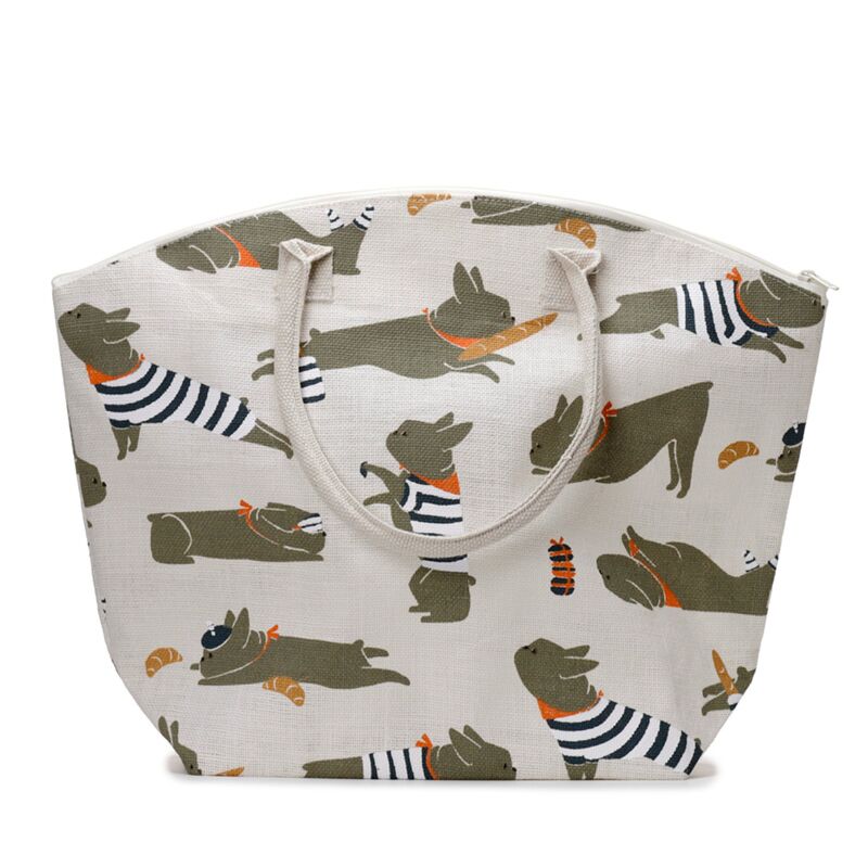 Afbeelding laden in galerijviewer, Bertrand de franse bulldog jute strandtas
