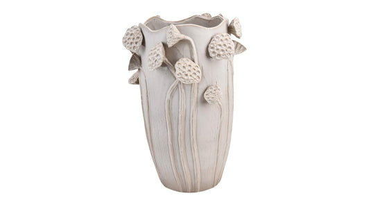 Vase lotus stoneware white 27.5x25.5x35cm