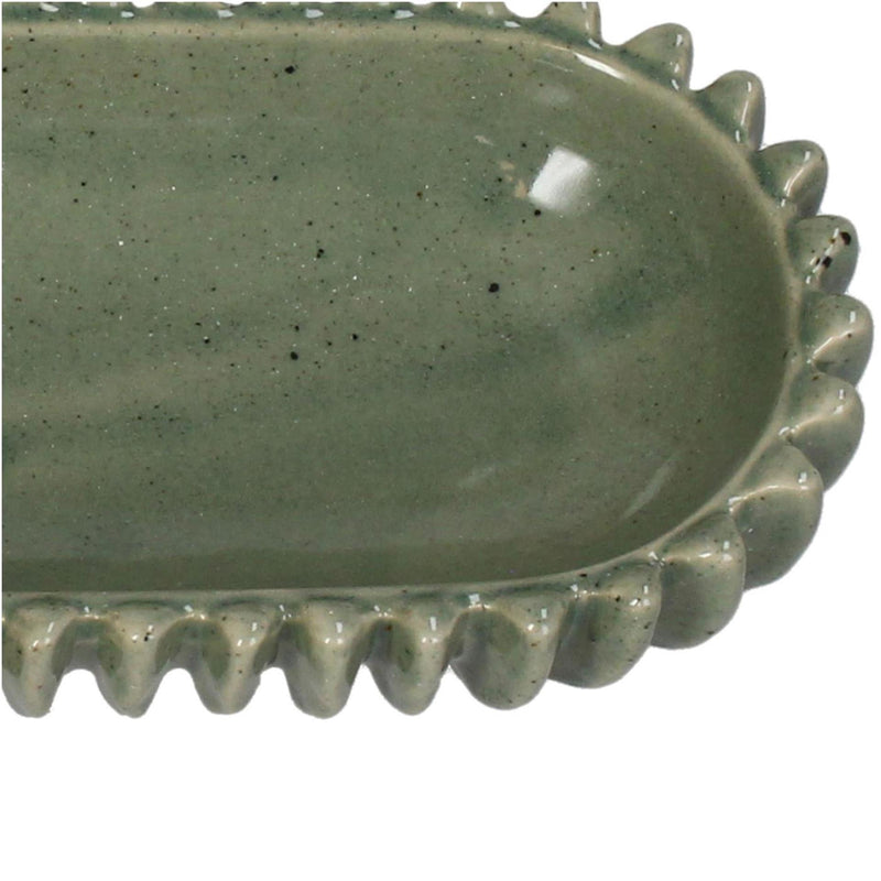 Afbeelding laden in galerijviewer, Kersten schaal keramiek green 26.5x12.5x4.5cm
