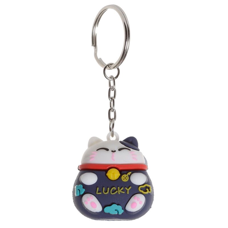 Afbeelding laden in galerijviewer, Maneki neko gelukskat 3d pvc sleutelhanger
