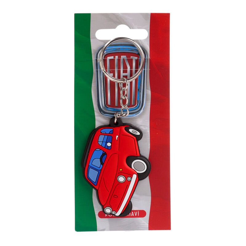 Afbeelding laden in galerijviewer, Fiat 500 rood pvc sleutelhanger
