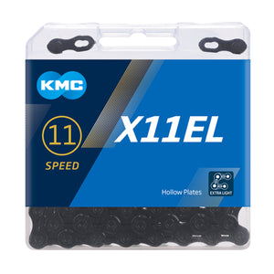 Kmc ketting x11el waxed 11 speed 118 links zwart incl. missinglink