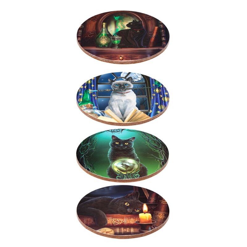 Afbeelding laden in galerijviewer, Lisa parker magische kat set 4 onderzetters
