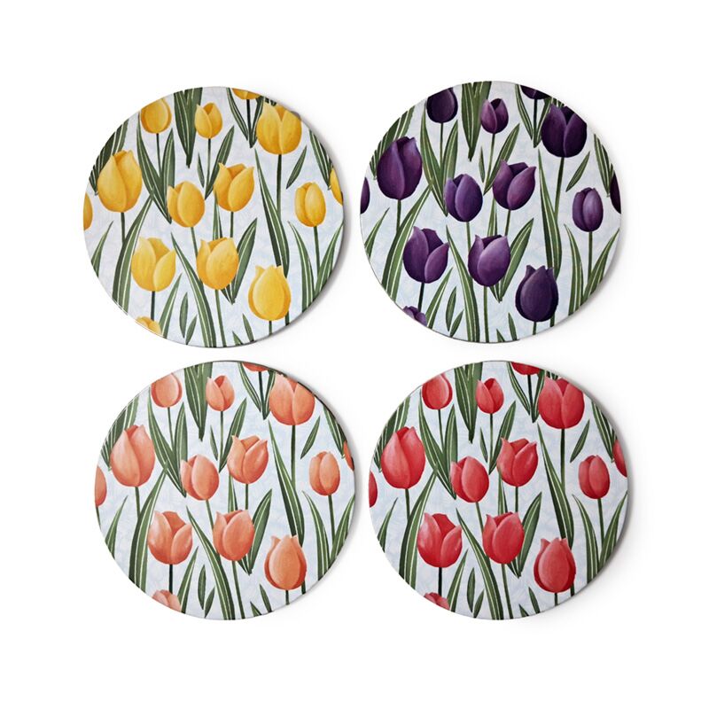 Afbeelding laden in galerijviewer, Tulpen set 4 onderzetters
