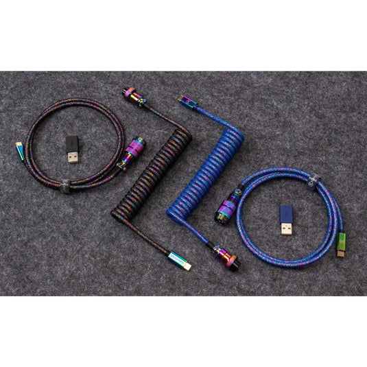 Keychron Premium Coiled Aviator Cable Rainbow Plated Blue