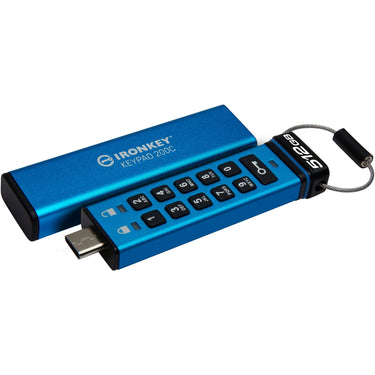 Usb-stick kingston ironkey keypad 200 512 gb blauw