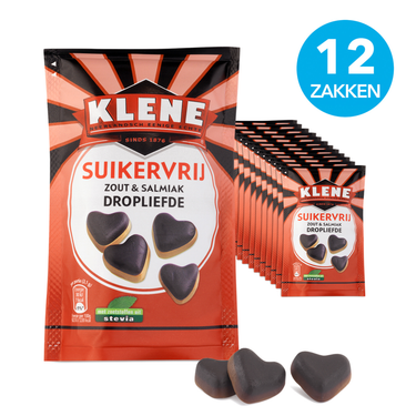 Klene suikervrij zout salmiak dropliefde zakje (12x 90gr)