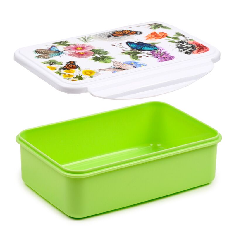 Afbeelding laden in galerijviewer, Puckator lunchtrommel broodtrommel - butterfly meadows vlinders wilde bloemen - clip lock - 7x21x14,5cm
