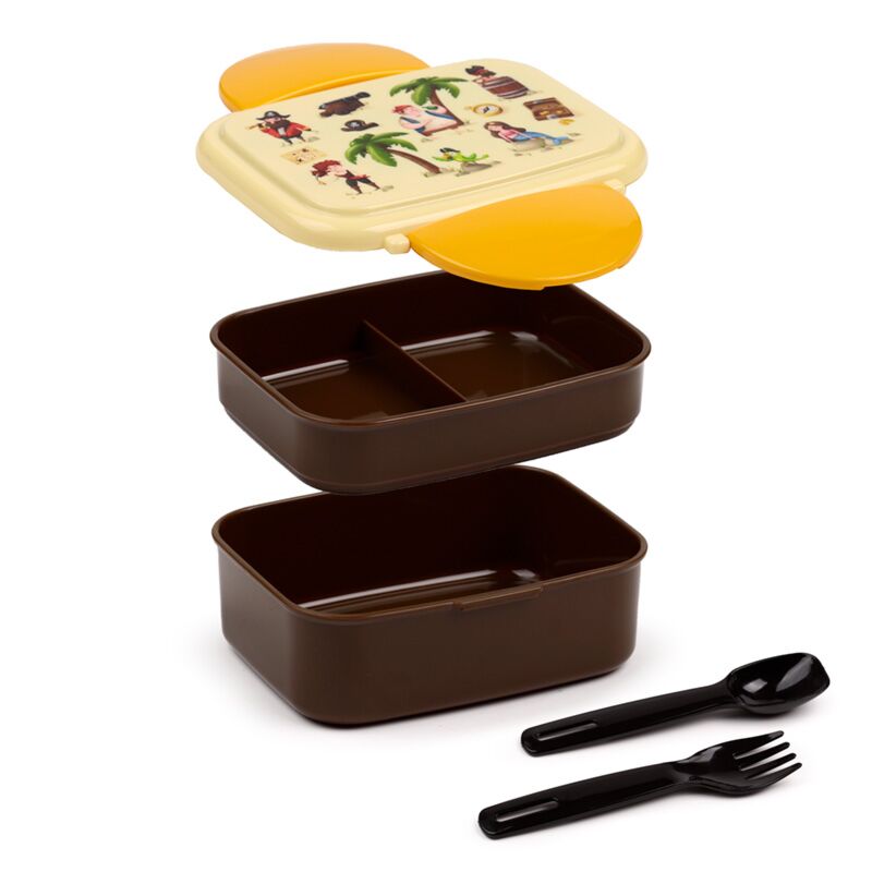 Afbeelding laden in galerijviewer, Jolly rogers piraat clip bento box lunchtrommel met bestek
