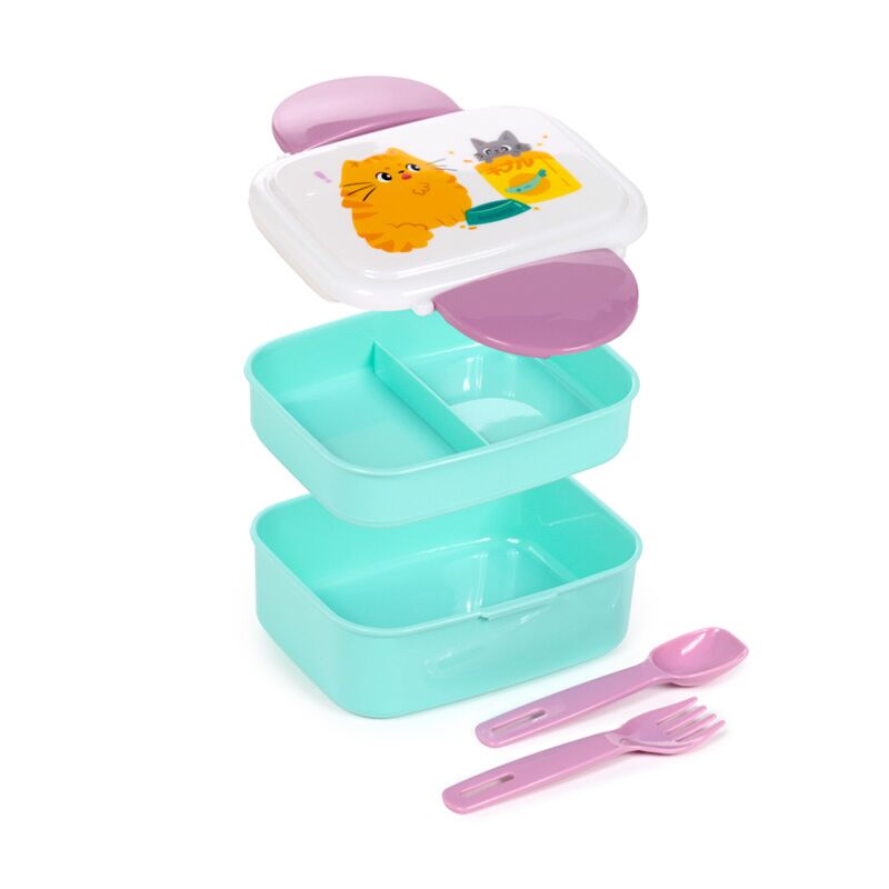 Afbeelding laden in galerijviewer, Beans co katten clip bento box lunchtrommel bestek
