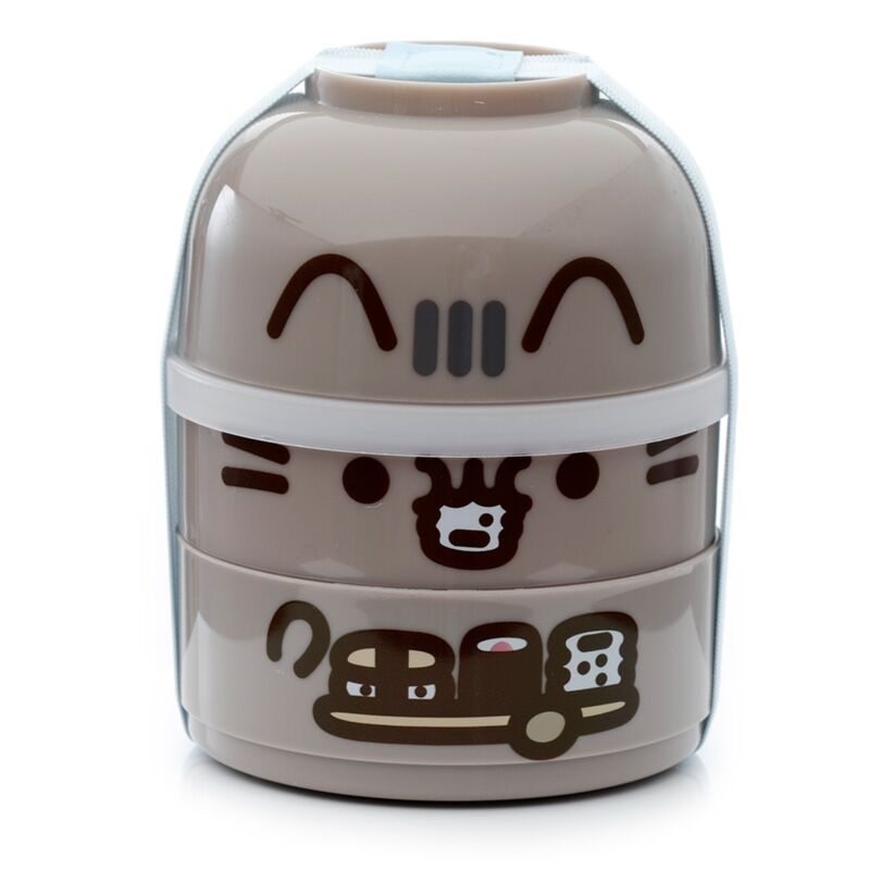 Afbeelding laden in galerijviewer, Union pusheen - gestapelde ronde bento box lunchtrommel
