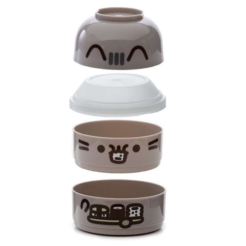 Afbeelding laden in galerijviewer, Union pusheen - gestapelde ronde bento box lunchtrommel
