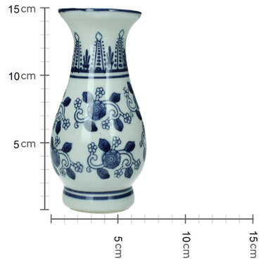 Kersten vaas aardewerk blauw wit 8x8xh15