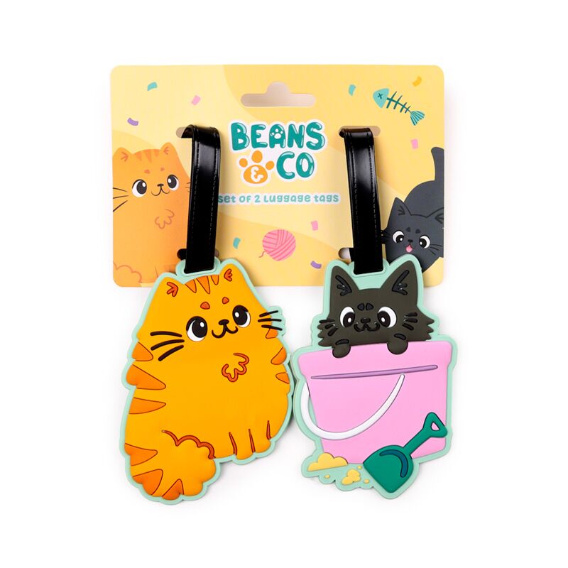 Afbeelding laden in galerijviewer, Beans co katten pvc kofferlabel set van 2
