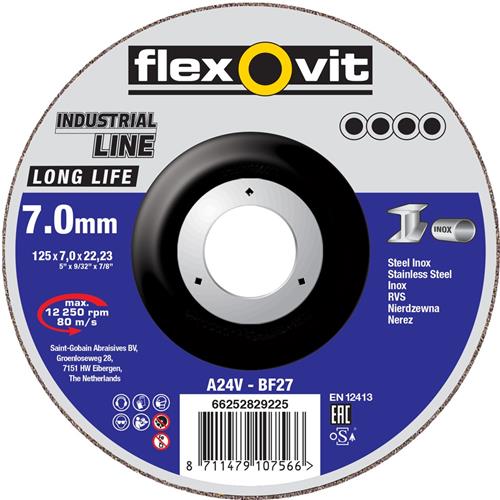 Flexovit abs industrial 125x4x22.23 a24v t27 rvs | 20 stuks
