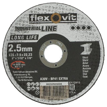 Flexovit dss industrial 125x2.5x22.23 a30v t41 staal | 25 stuks