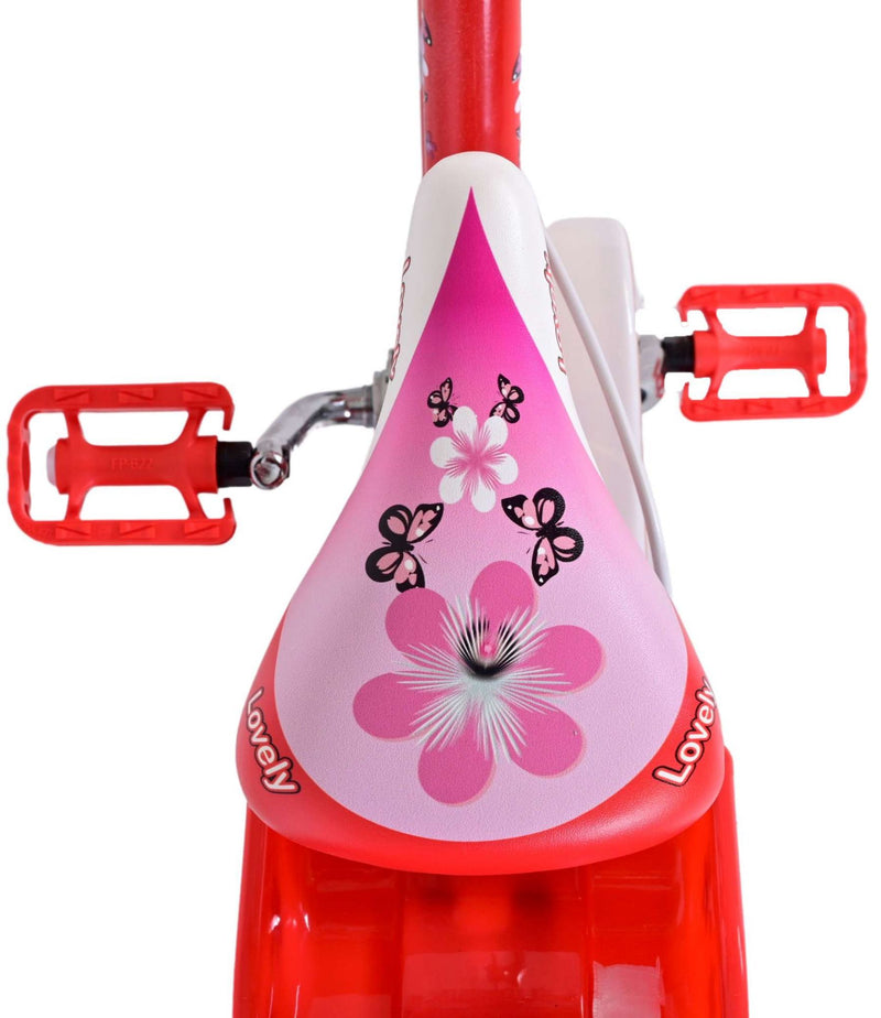 Afbeelding laden in galerijviewer, Volare Lovely Kinderfiets - Meisjes - 14 inch - Rood Wit - Twee Handremmen
