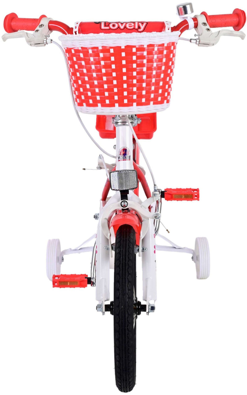 Afbeelding laden in galerijviewer, Volare Lovely Kinderfiets - Meisjes - 14 inch - Rood Wit - Twee Handremmen

