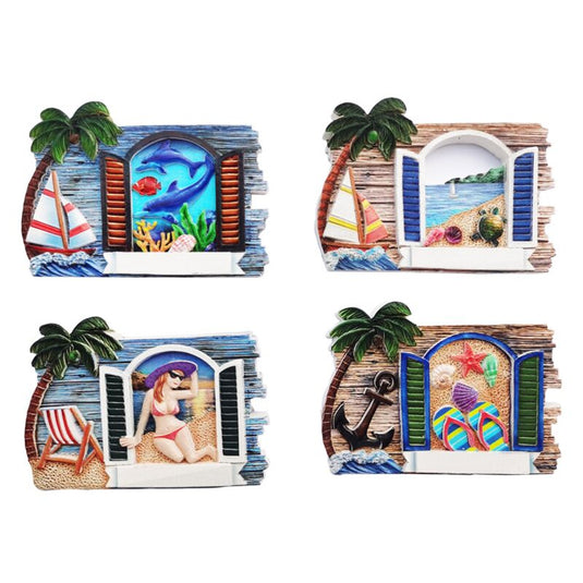 Raam panorama 3d zee strand souvenir magneet
