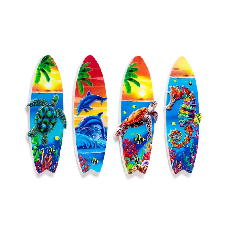 Afbeelding laden in galerijviewer, Zee strand souvenir 3d magneet surfplank tropisch zeeleven
