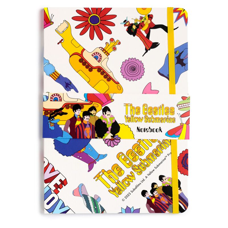 Afbeelding laden in galerijviewer, Yellow submarine wit gerecycled a5 gelinieerd notitieboekje

