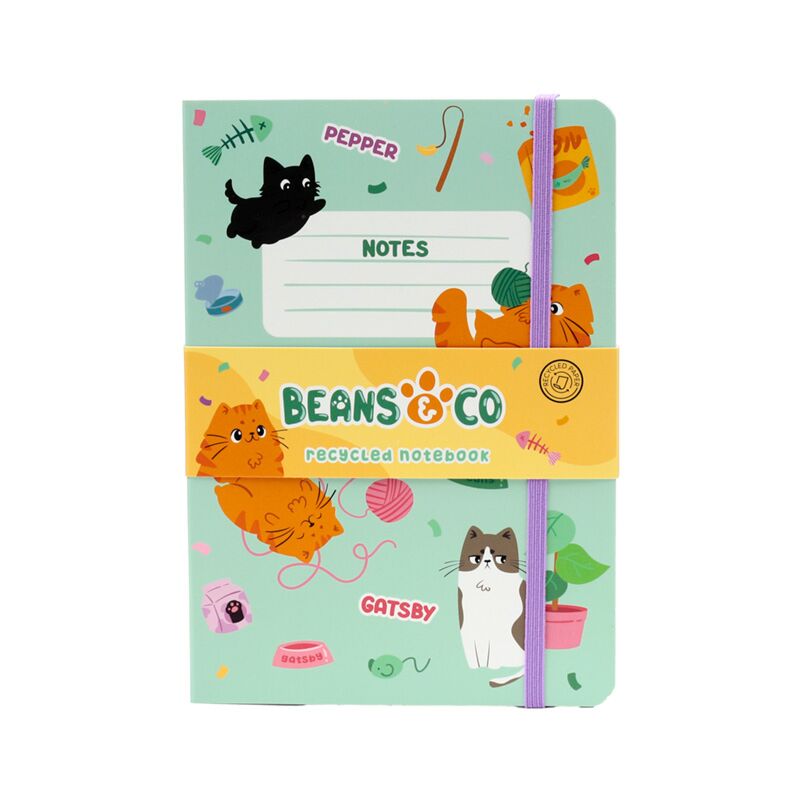 Afbeelding laden in galerijviewer, Beans co katten gerecycled a5 gelinieerd notitieboekje
