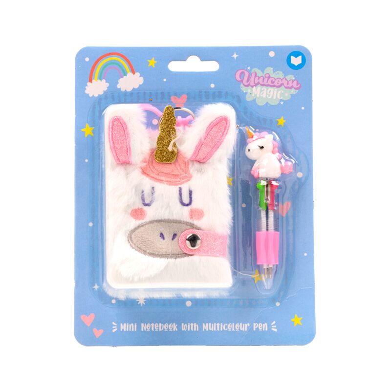 Afbeelding laden in galerijviewer, Unicorn magic mini notitieboekje a7 4-kleuren pen
