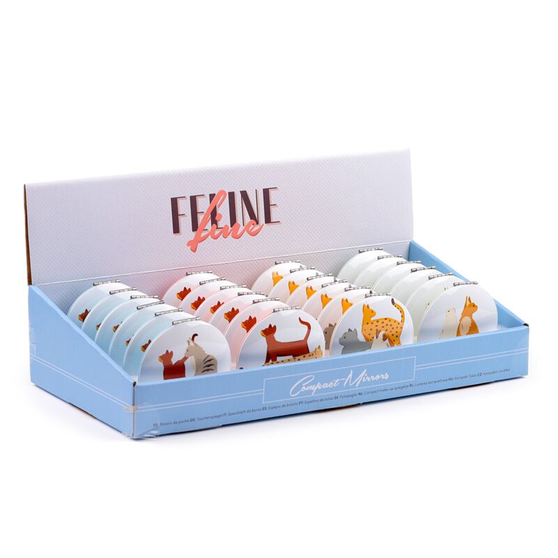 Afbeelding laden in galerijviewer, Feline fine kat compact make up spiegeltje
