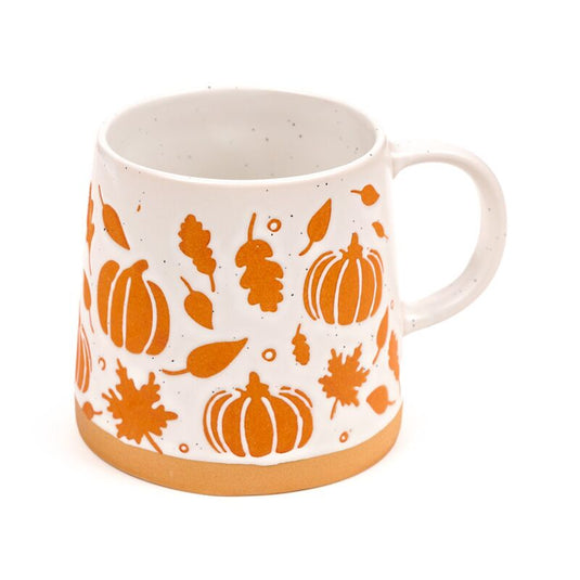 Pompoen tapse stoneware mok
