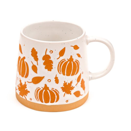 Pompoen tapse stoneware mok