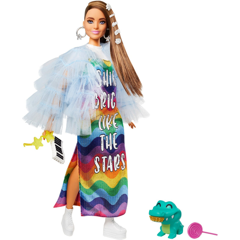 Afbeelding laden in galerijviewer, Mattel Extra Doll #9 Blue Ruffled Jacket with Pet Croco
