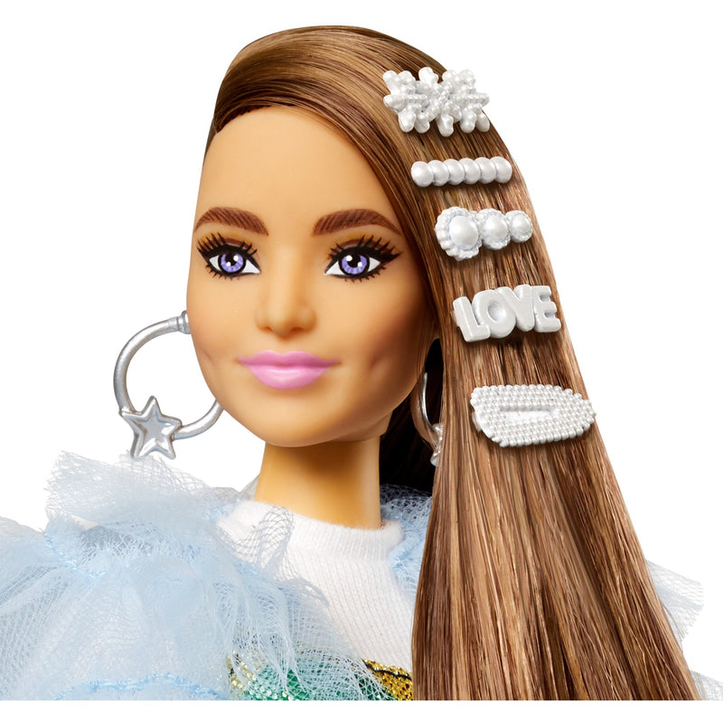 Afbeelding laden in galerijviewer, Mattel Extra Doll #9 Blue Ruffled Jacket with Pet Croco
