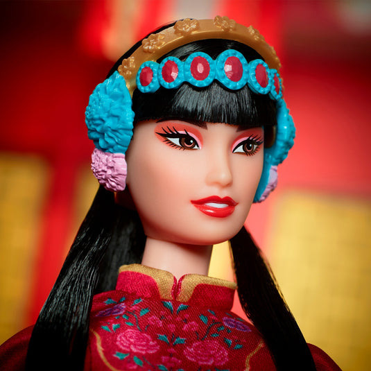 Mattel Signature Lunar Nieuwjaar Pop in rood bloemig gewa
