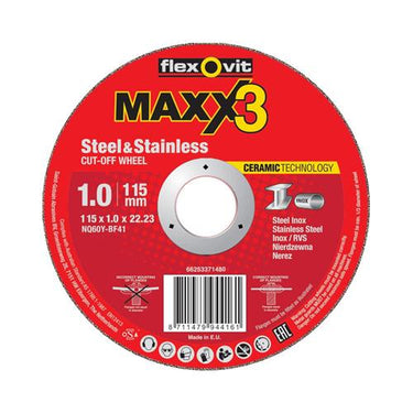 Flexovit dss maxx 3 inox 125x1x22.23 nq60y t41 | 25 stuks