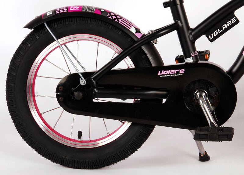 Afbeelding laden in galerijviewer, Volare Miracle Kinderfiets - Meisjes - 14 inch - Mat Zwart - Prime Collection
