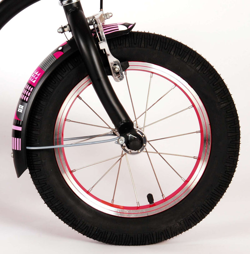 Afbeelding laden in galerijviewer, Volare Miracle Kinderfiets - Meisjes - 14 inch - Mat Zwart - Prime Collection
