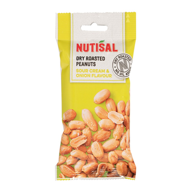 Nutisal peanuts dry roasted sour cream onion zakje (14x 60gr)