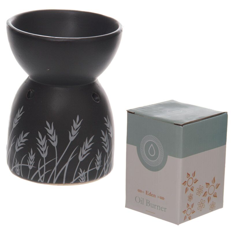Afbeelding laden in galerijviewer, Zwart gras design keramiek olie- en wax geurbrander
