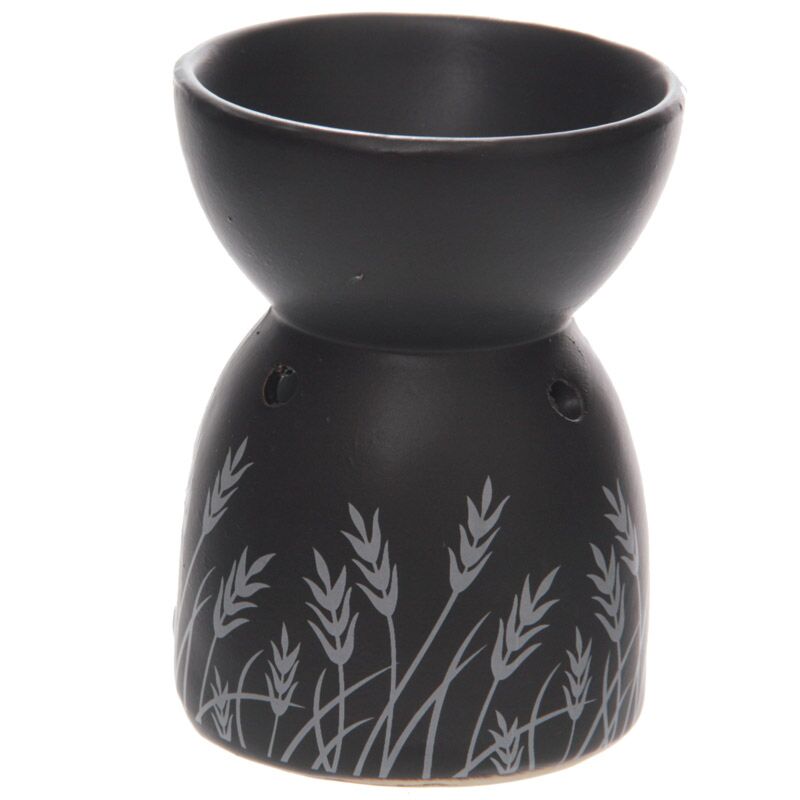 Afbeelding laden in galerijviewer, Zwart gras design keramiek olie- en wax geurbrander
