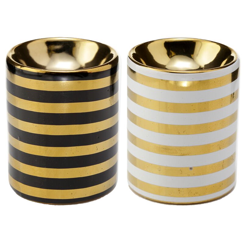 Afbeelding laden in galerijviewer, Eden metallic goud streep keramiek mini geurbrander - small
