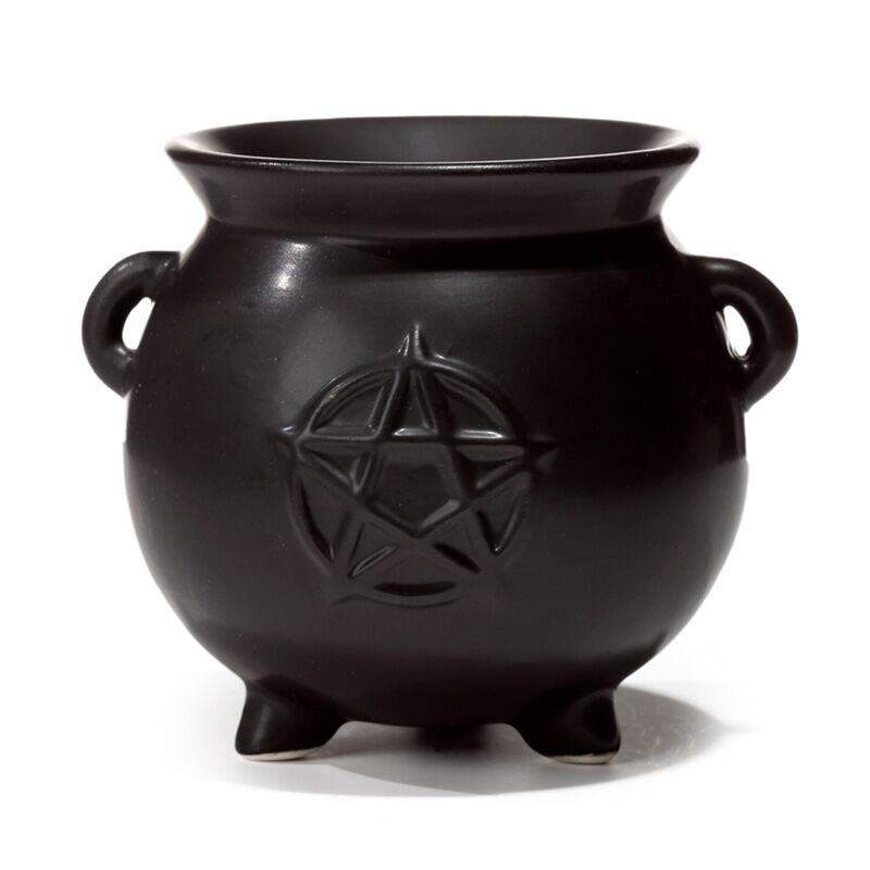Afbeelding laden in galerijviewer, Heksenketel pentagram black keramiek geurbrander
